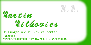 martin milkovics business card